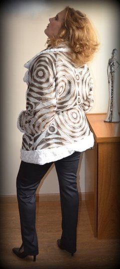 Campera Reversible Jackard y piel - VA Viviana Abbatángelo