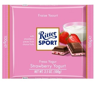 Ritter® chocolate con leche relleno con yogurt de frutilla 100g
