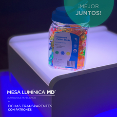 Mesa Lumínica MD Clásica + Fichas Transparentes con patrones