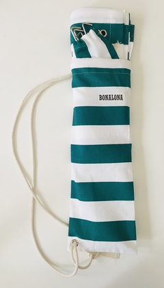 LONA INDIVIDUAL CON BANDOLERA RAYADA VERDE