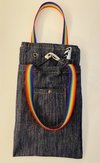 LONA CUADRADA DE JEAN CON TIRAS MULTICOLOR