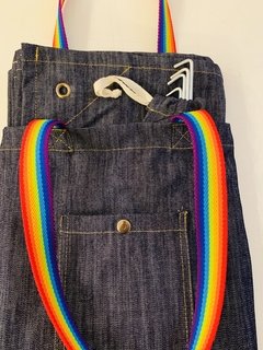 LONA CUADRADA DE JEAN CON TIRAS MULTICOLOR - comprar online