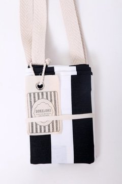 BOLSA CON DIVISIONES RAYADO NEGRO