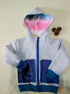 Campera Canguro Buceo Gris Melange