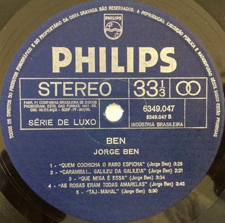Jorge Ben ‎– Ben [LP] - 180 Selo Fonográfico