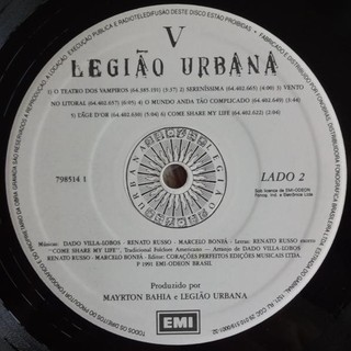 Legião Urbana - V [LP] - 180 Selo Fonográfico