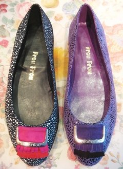 chatitas violeta cuero exclusivo aplique plata suela zapatos morados