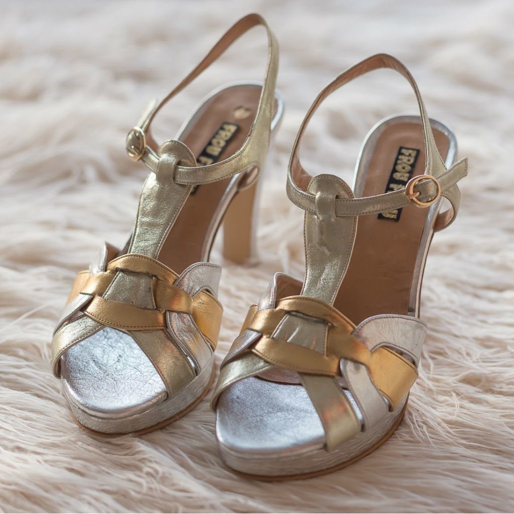 sandalias cuero plata oro platino taco plataforma