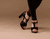 zapatos sandalias cuero negro taco alto plataforma 