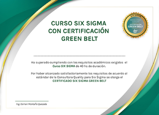 Curso Six Sigma / Certificación Green Belt / Calidad - Total / Kaizen /