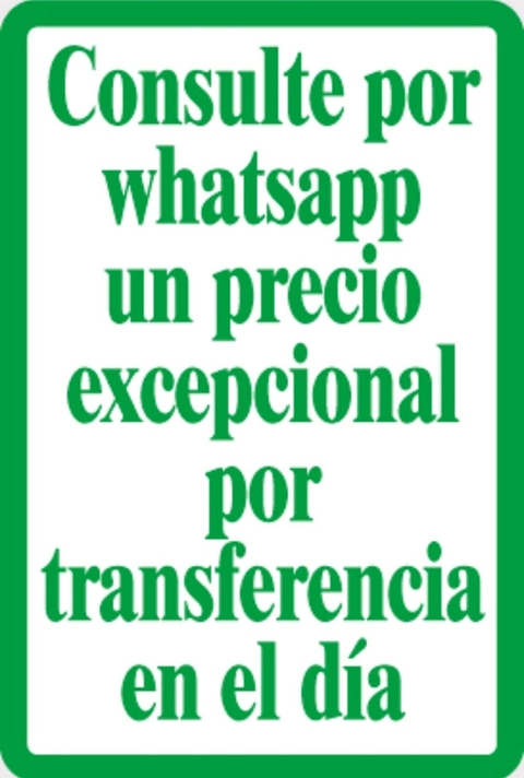 Consulte por whatsapp un precio excepcional por transferencia en el día - comprar online