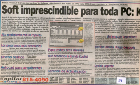 Soft imprescindible para toda PC - Kopilot - Suplemento informática La Nación - 1997