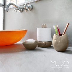 contenedor cepillos linea conejo baño ceramica mudo objetos
