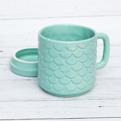TAZA con TAPA MODELO AGUA - COLOR VERDE MENTA - LINEA INFUSIONES