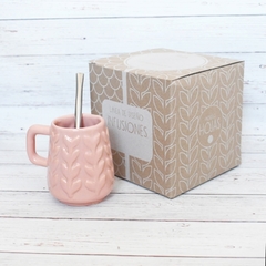 MATE MODELO HOJAS - COLOR ROSA - LINEA INFUSIONES en internet