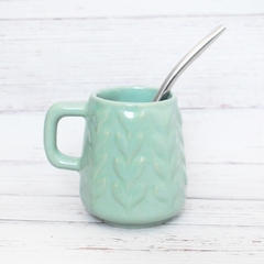 MATE MODELO HOJAS - COLOR VERDE MENTA - LINEA INFUSIONES
