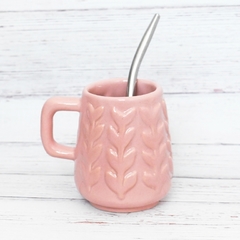 MATE MODELO HOJAS - COLOR ROSA - LINEA INFUSIONES