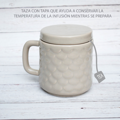 TAZA con TAPA MODELO AGUA - COLOR CRUDO - LINEA INFUSIONES - tienda online