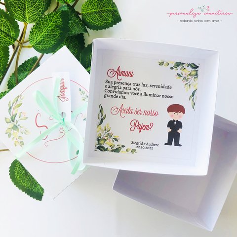 Caixa com chocolate bis personalizado daminha, pajem ou madrinha