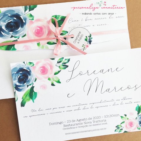 Convite de casamento floral