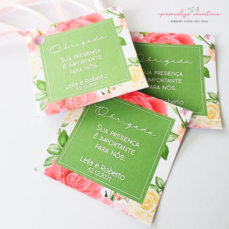 Tag lembrancinha casamento [com cetim]