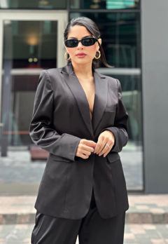 BLAZER NEGRO SATINADO FRANCY LEON ENTALLADO 741 - comprar online