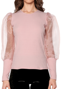 BLUSA ACANALADA MANGA PUFF REF.612 en internet