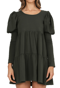 VESTIDO VERDE MILITAR CORTO HOLGADO - tienda online