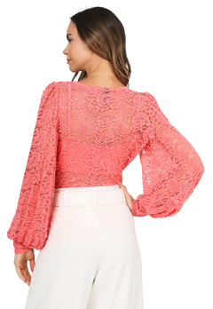 BODY CORAL CRUZADO EN ENCAJE - comprar online