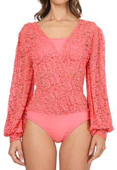 BODY CORAL CRUZADO EN ENCAJE - tienda online