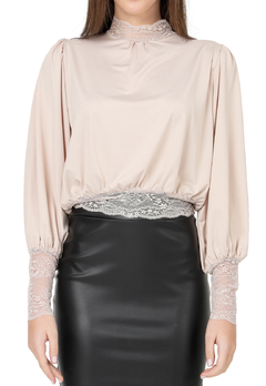 Blusa Romantic Nude Manga Amplia Ref. 662 - FRANCY LEON Diseñadora de Modas