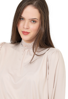 Blusa Romantic Nude Manga Amplia Ref. 662 - tienda online