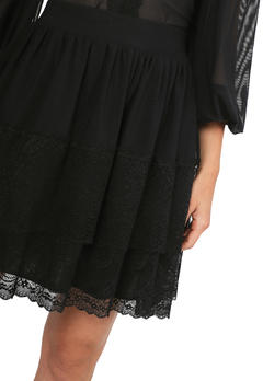 FALDA NEGRA ROMANTIC ENCAJE - FRANCY LEON Diseñadora de Modas