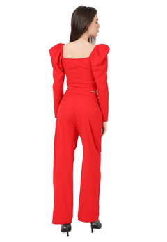 SET DUO PANTALON PALAZZO Y TOP ANUDADO ROJO FRANCY LEON - comprar online