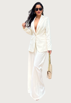 PANTALON PALAZZO SATINADO MARFIL FRANCY LEON 741 - comprar online