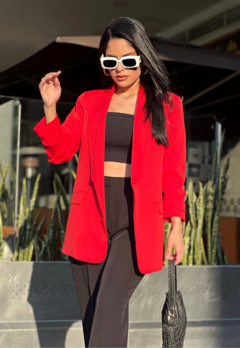 BLAZER ROJO FRANCY LEON MANGA RECOGIDA - comprar online