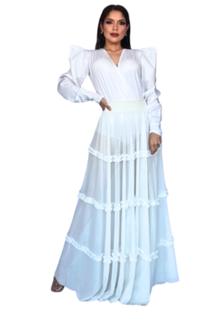 MAXI FALDA TRANSPARENCIA MARFIL FRANCY LEON REF. 737 - comprar online
