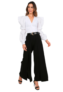 BLUSA BLANCA MANGA AMPLIA SATINADA en internet