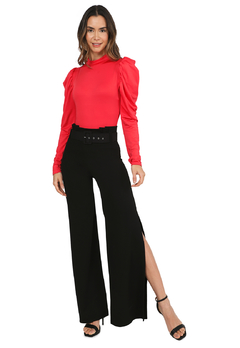 Pantalon Tiro Alto Cinturón Abertura Lateral