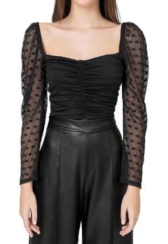 Crop Top Negro Manga en Transparencia en internet