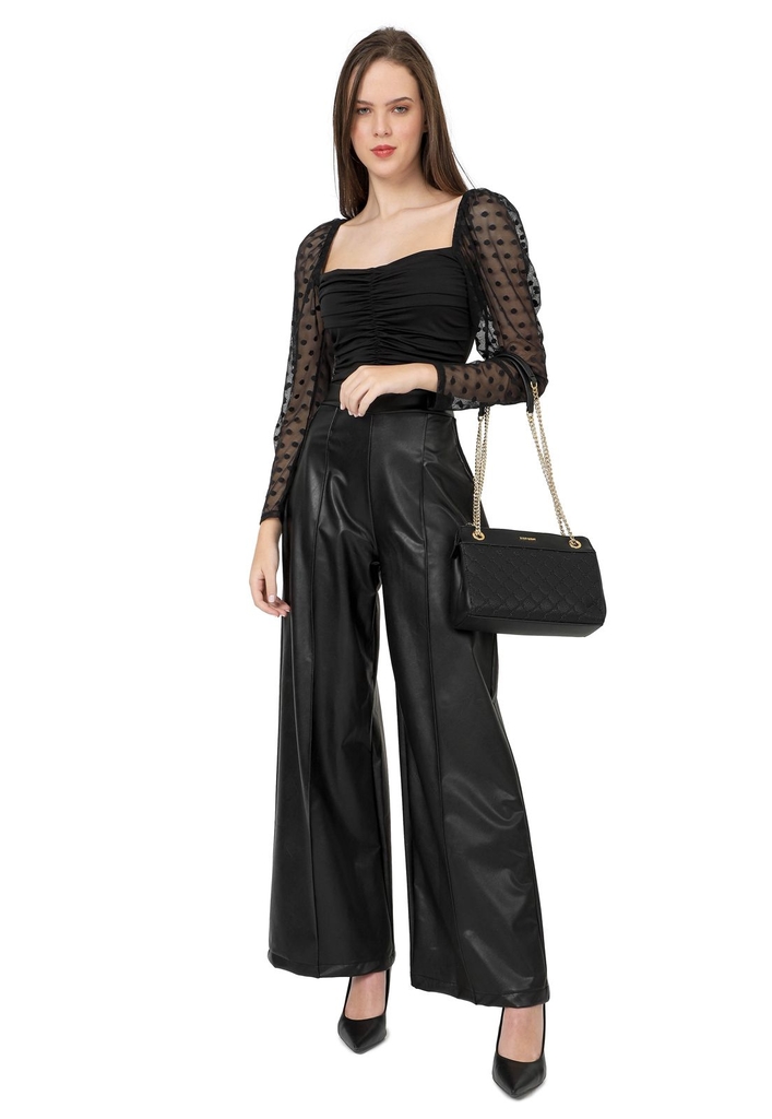 Pantalones de piel de color negro para mujer | FASHIOLA.mx