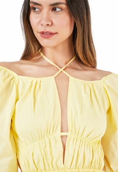 Vestido Corto Espalda Descuebierta Amarillo - tienda online
