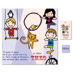 invitaciones primer añito año bautismo hija hijo circo acróbatas tarjeta original acordeón casamiento tarjetas fotos historias amor quince años cards invitation chocolatines chocolates souvenirs golosinas mapa indicativo menues menús comidas