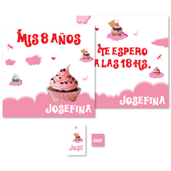 invitaciones cupcakes tortitas juego bautismo cumpleaños agenda calendario hija hijo circo acróbatas tarjeta original acordeón casamiento tarjetas fotos historias amor quince años cards invitation chocolatines chocolates cin