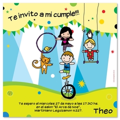 invitaciones primer añito año bautismo hija hijo circo acróbatas tarjeta original acordeón casamiento tarjetas fotos historias amor quince años cards invitation chocolatines chocolates souvenirs golosinas mapa indicativo menues menús comidas