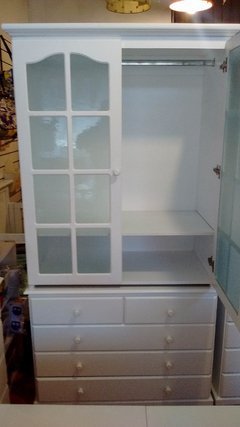 Juego de Dormitorio Laqueado linea Recta: Cuna Funcional maciza + Ropero techo Recto + Chiffonnier 7 cajones - comprar online