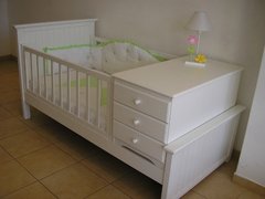 Juego de Dormitorio Laqueado linea Recta: Cuna Funcional maciza + Ropero techo Recto + Chiffonnier 7 cajones - tienda online