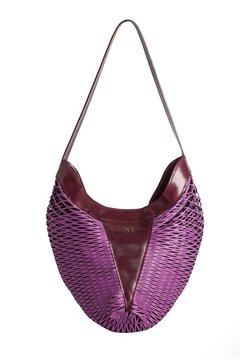 Cartera de Cuero y Tricot Lycra - Color Uva - comprar online