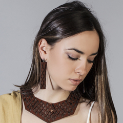 COLLAR "Colección Alhambra" - CUERO Y TRICOT-LYCRA - JOYA DE AUTOR - BY NORMA RINAUDO