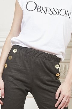 Pantalón Frangipani Lino black - comprar online